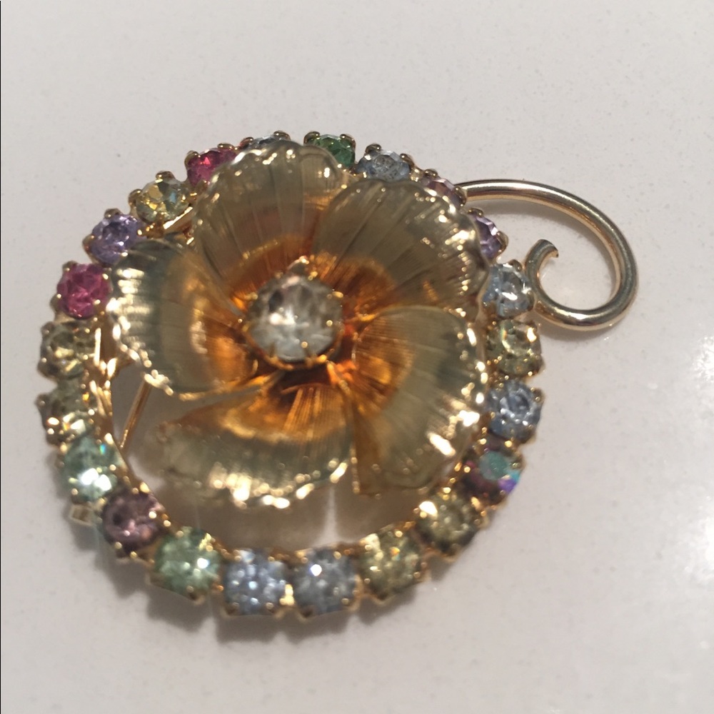 Gold Brooch with assorted gemstones